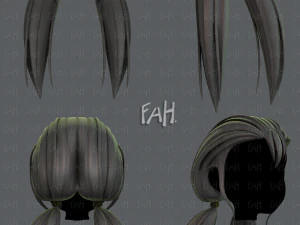 3d hair style for girl v64 3D Model
