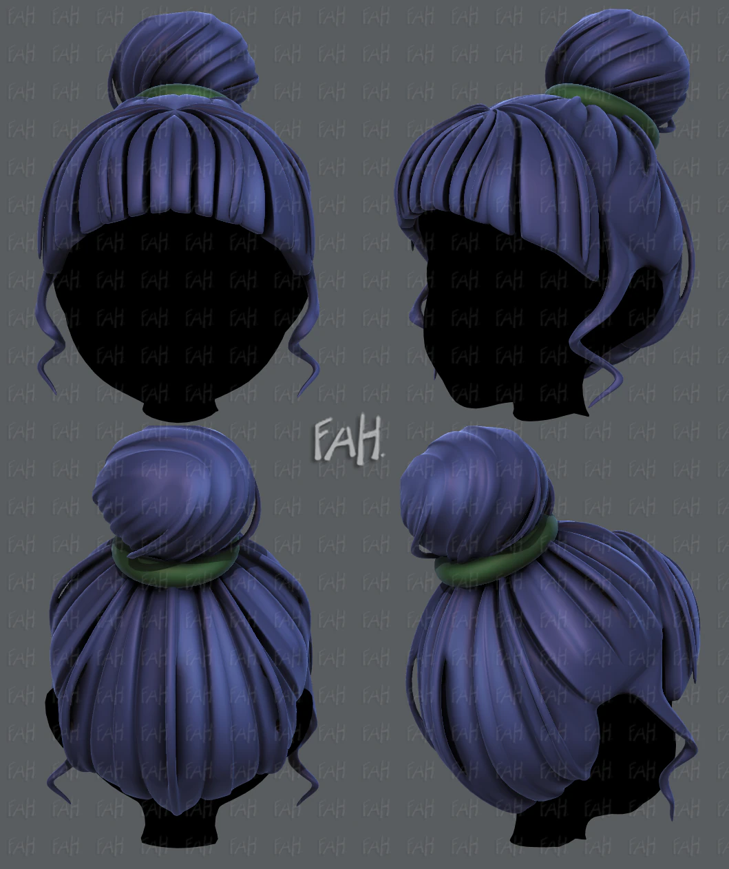 3d hair style for girl v65 3D Model .c4d .max .obj .3ds .fbx .stl .blend