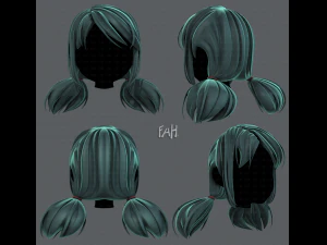Estilo de cabelo 3D para menina v67 Modelo 3D