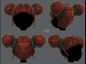 Estilo de cabelo 3D para menina v68 Modelo 3D