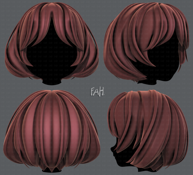 3d hair style for girl v69 3D 模型 .c4d .max .obj .3ds .fbx .stl .blend 