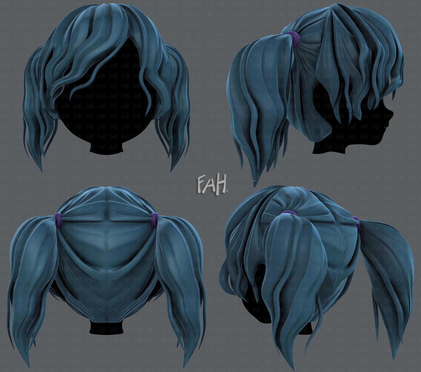 3d hair style for girl v70 3D Model .c4d .max .obj .3ds .fbx .stl .blend 