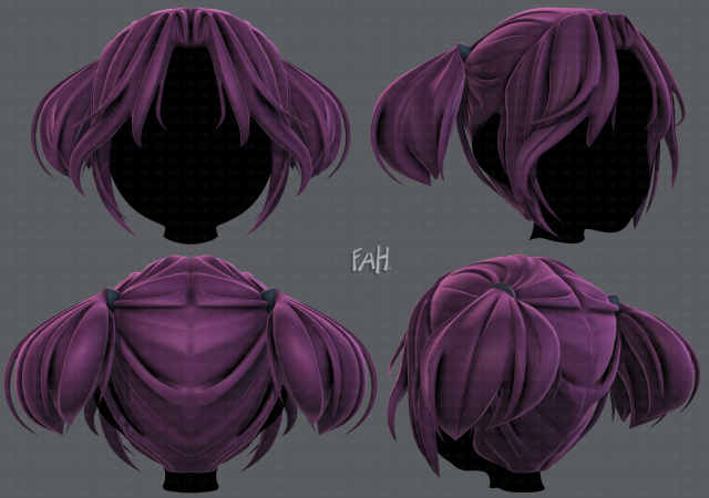 3d hair style for girl v72 3D 모델 .c4d .max .obj .3ds .fbx .stl .blend