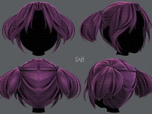 Estilo de cabelo 3D para menina v72 Modelo 3D