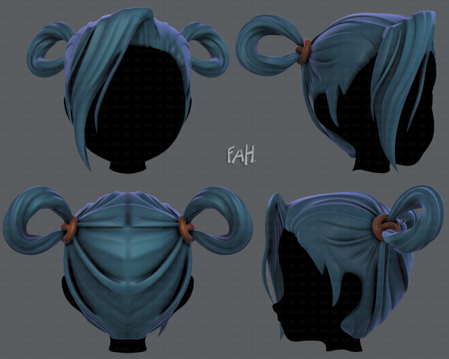 3d hair style for girl v73 3D Model .c4d .max .obj .3ds .fbx .stl .blend
