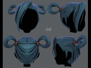 3d hair style for girl v73 Modello 3D