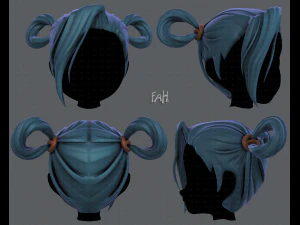 Estilo de cabelo 3D para menina v73 Modelo 3D
