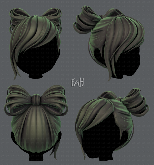 3d hair style for girl v74 3D 모델 .c4d .max .obj .3ds .fbx .stl .blend 