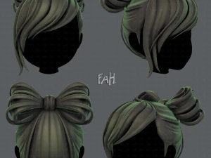 Estilo de cabelo 3D para menina v74 Modelo 3D