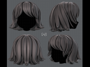 3d hair style for girl v76 3D Model