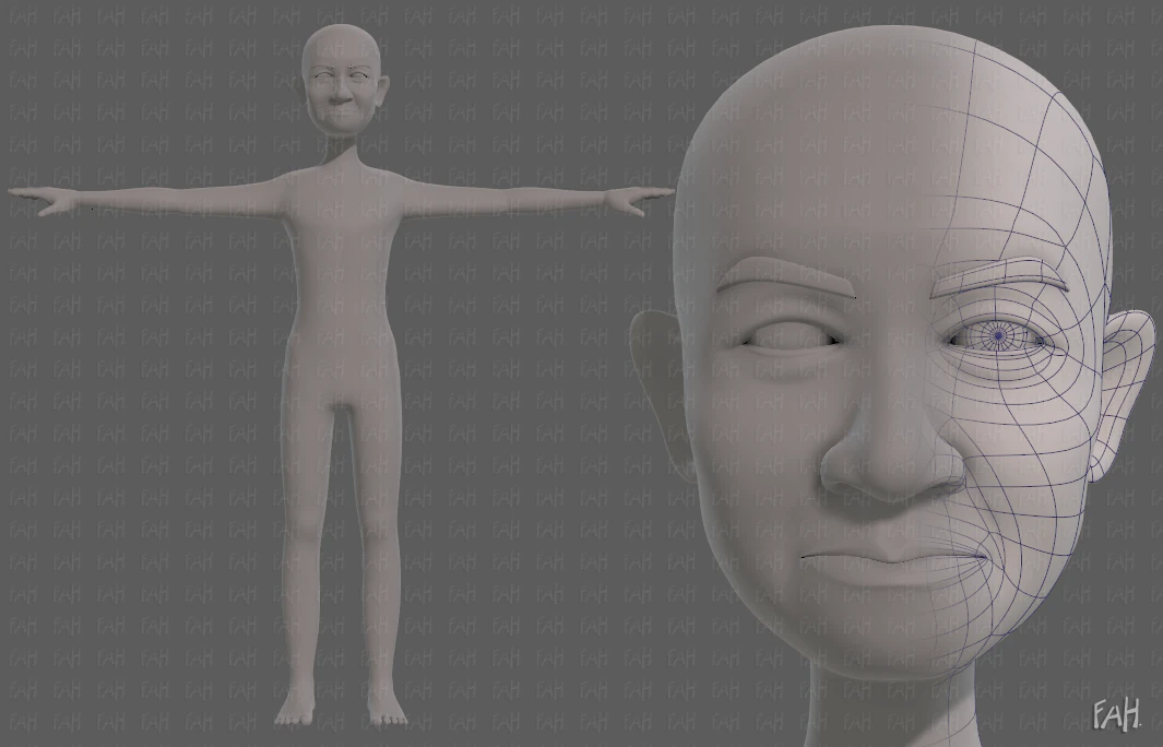 base mesh old man character v08 3D Model .c4d .max .obj .3ds .fbx .stl .blend 