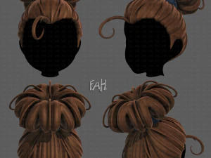 Estilo de cabelo 3D para menina v80 Modelo 3D