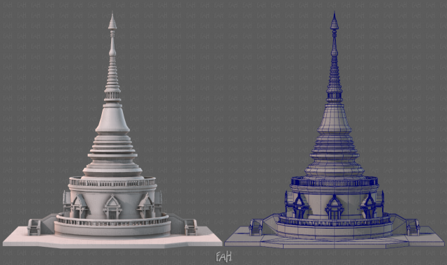 pagoda v03 3D Model .c4d .max .obj .3ds .fbx .stl .blend 