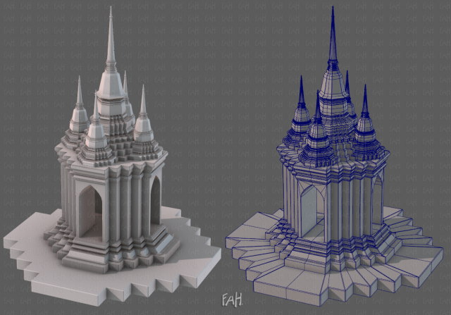 pagoda v06 3D 모델 .c4d .max .obj .3ds .fbx .stl .blend 
