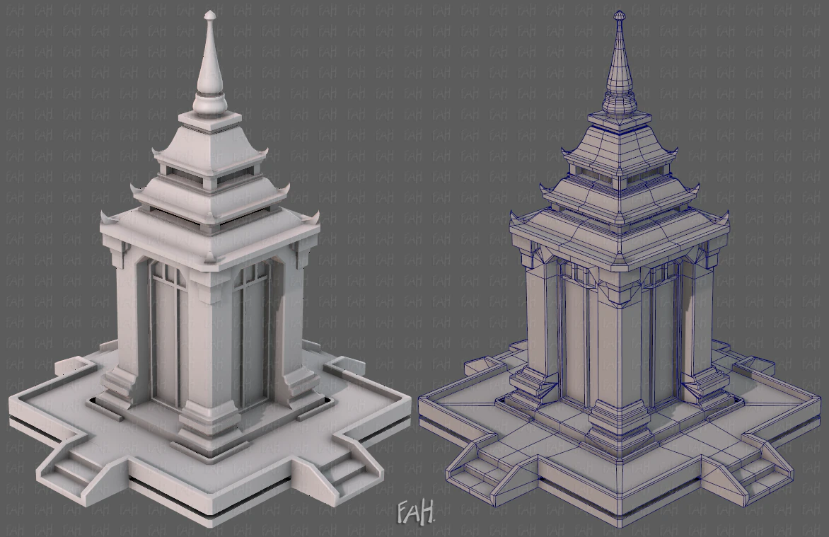 pagoda v07 3D Model .c4d .max .obj .3ds .fbx .stl .blend 