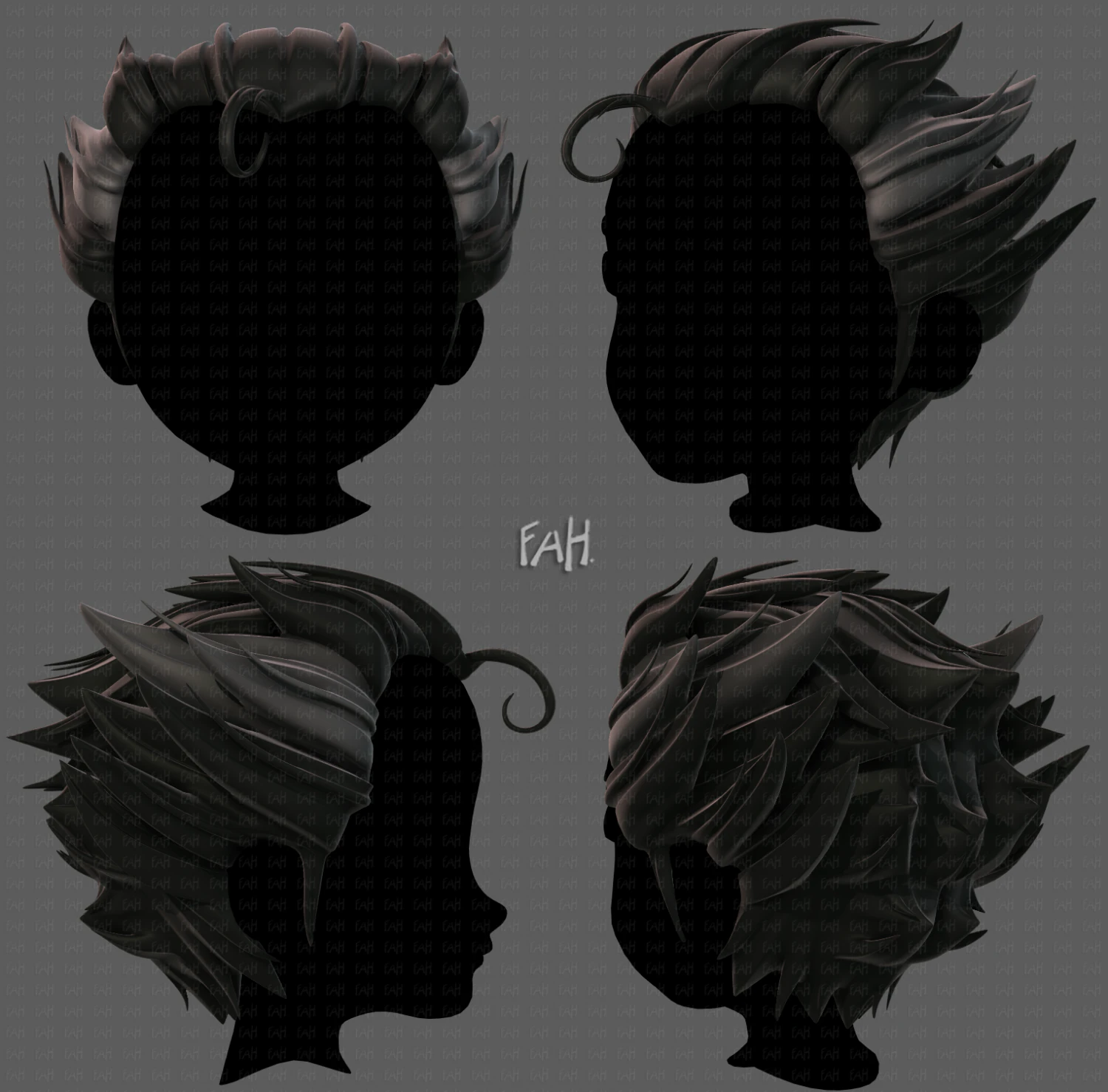 3d hair style for boy v62 3D Model .c4d .max .obj .3ds .fbx .stl .blend 