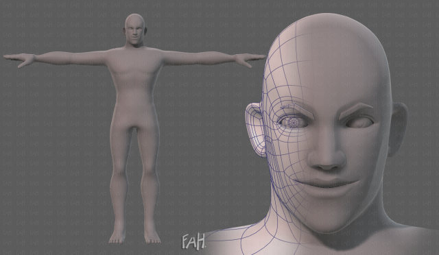 Low Poly Muscular Body Base Mesh Modelo 3D in homem 3DExport