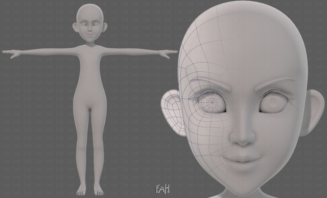 base mesh girl characterv14 3D-Modell .c4d .max .obj .3ds .fbx .stl .blend 