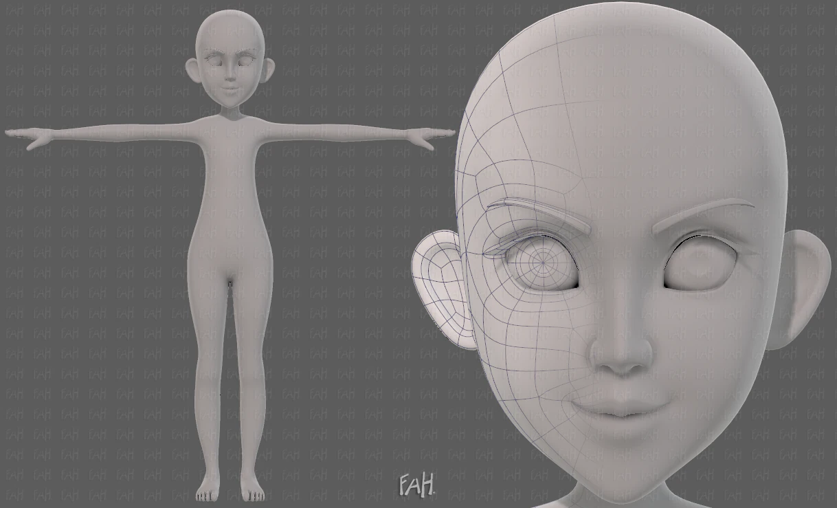 personaggio ragazza mesh basev14 Modello 3D .c4d .max .obj .3ds .fbx .stl .blend