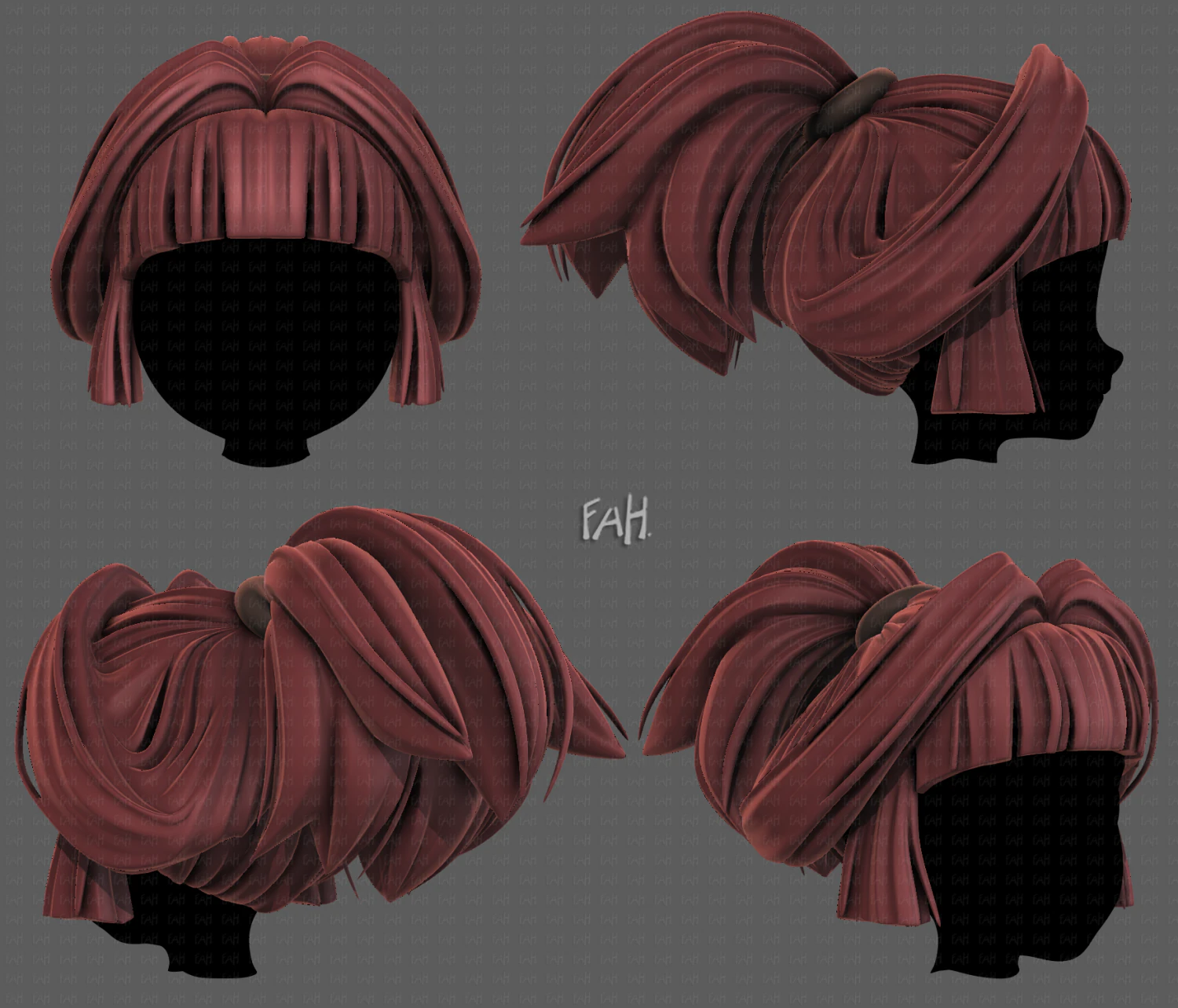 3d hair style for girl v83 3D Model .c4d .max .obj .3ds .fbx .stl .blend