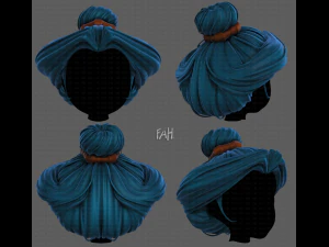 Acconciatura 3d per ragazza v90 Modello 3D