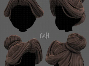 Gaya rambut 3d untuk gadis v92 Model 3D