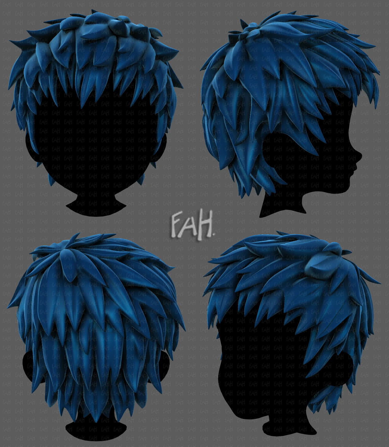 3d hair style for boy v74 3D Model .c4d .max .obj .3ds .fbx .stl .blend