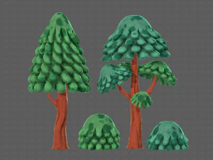 trees cartoon v05 3D Model