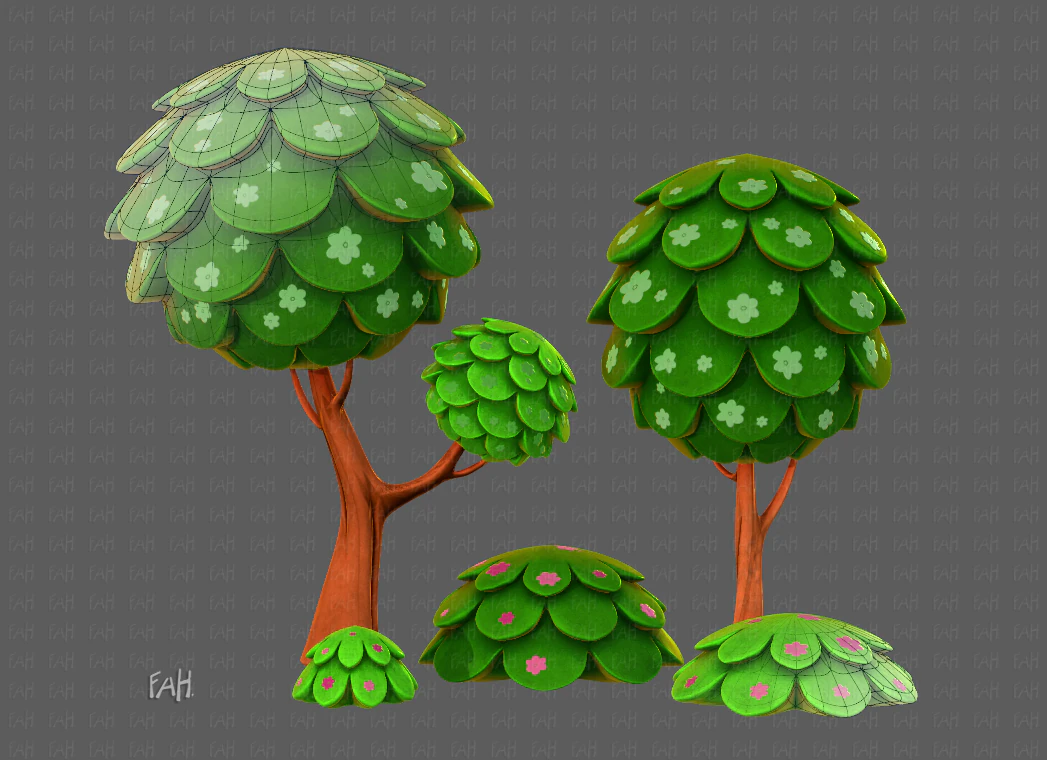 ağa&ccedil;lar &ccedil;izgi film v07 3D Model .c4d .max .obj .3ds .fbx .stl .blend 