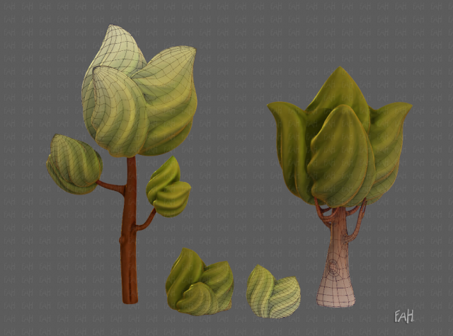 trees cartoon v08 Modelo 3D .c4d .max .obj .3ds .fbx .stl .blend 