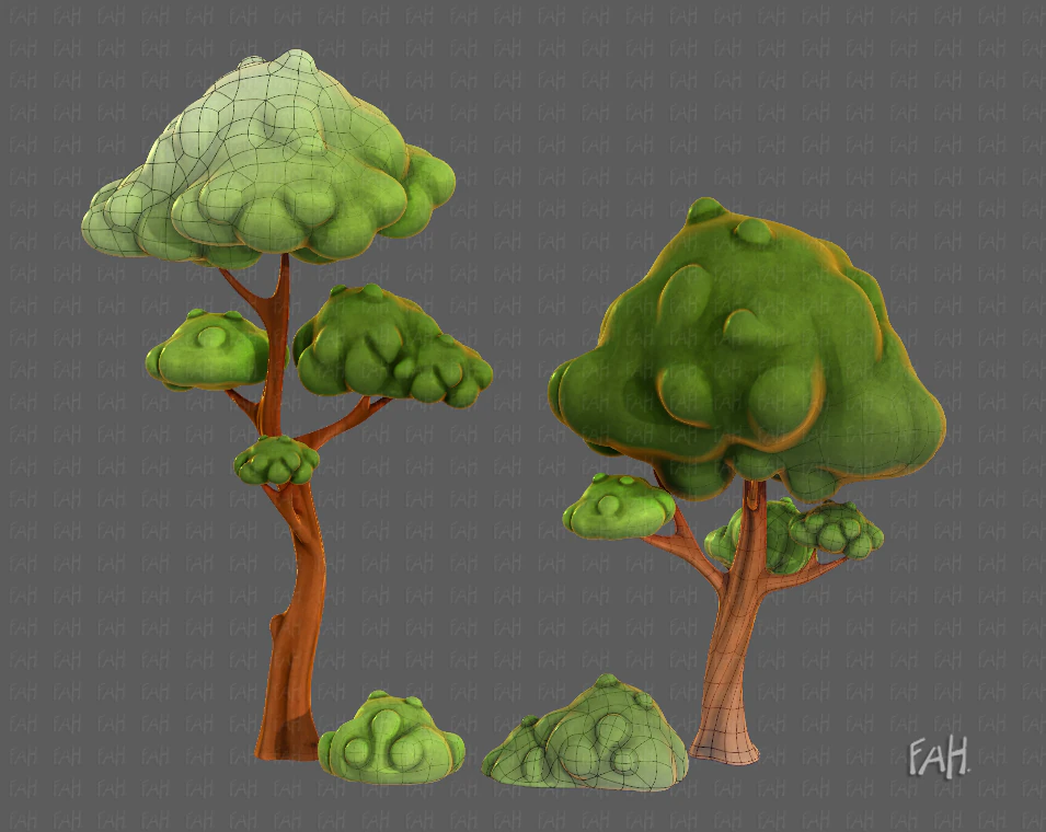 trees cartoon v09 3D Model .c4d .max .obj .3ds .fbx .stl .blend 