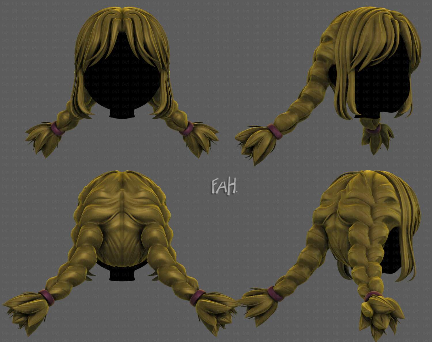 3d hair style for girl v95 3D Model .c4d .max .obj .3ds .fbx .stl .blend 