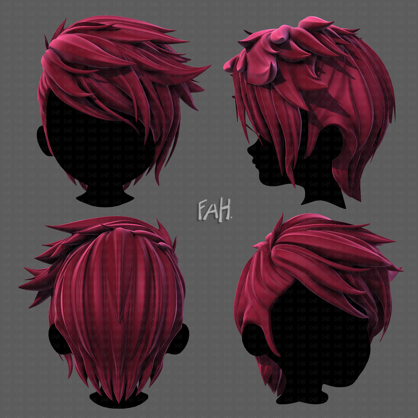 Anime Hair style Model for Men character | 3D model