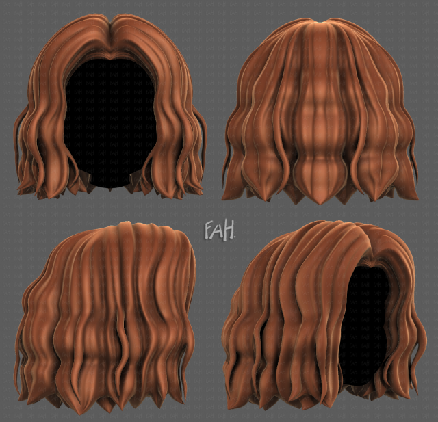 3D Hair style for girl V100 3D 模型 .c4d .max .obj .3ds .fbx .stl .blend 