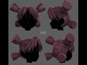 3D Hair style for girl V103 3D Model