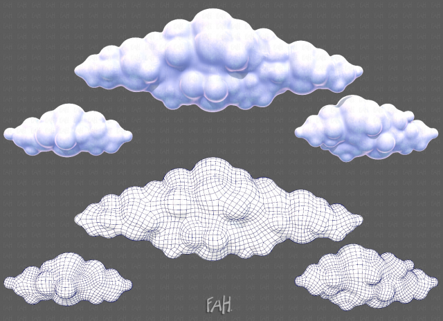 Clouds cartoon V03 Modelo 3D .c4d .max .obj .3ds .fbx .stl .blend 