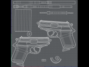 GunCartoon 01 3D Model