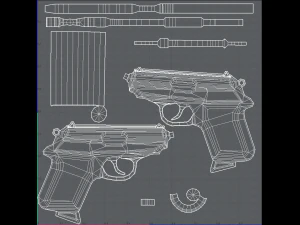 GunCartoon 01 3D Model