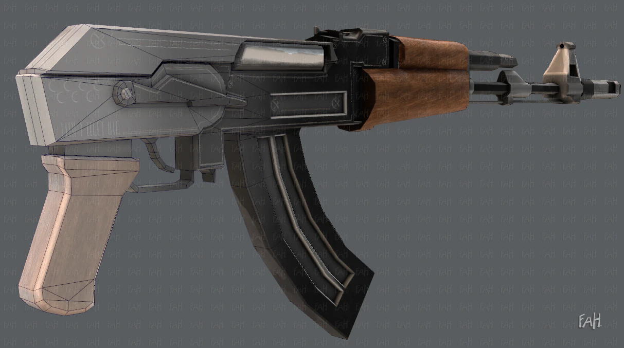 GunCartoon 02 3D Model .c4d .max .obj .3ds .fbx .stl .blend 