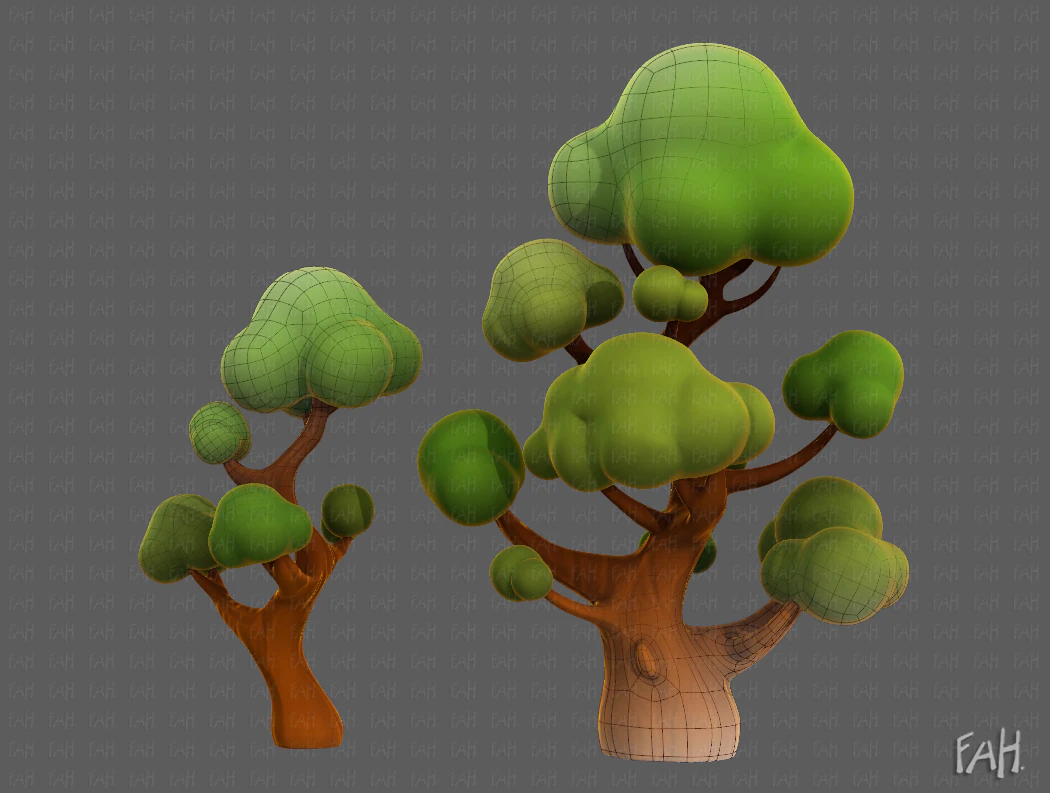 Trees Cartoon V11 3D Model .c4d .max .obj .3ds .fbx .stl .blend 