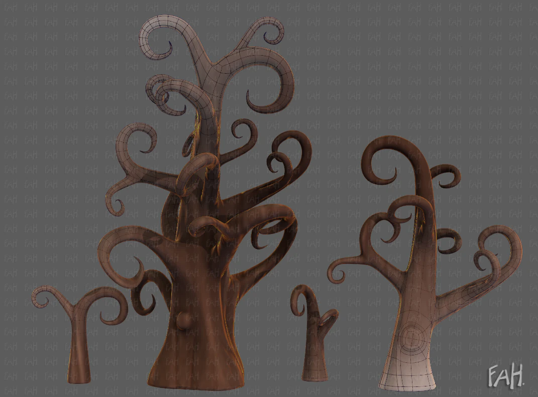 Trees Cartoon V12 3D Model .c4d .max .obj .3ds .fbx .stl .blend 