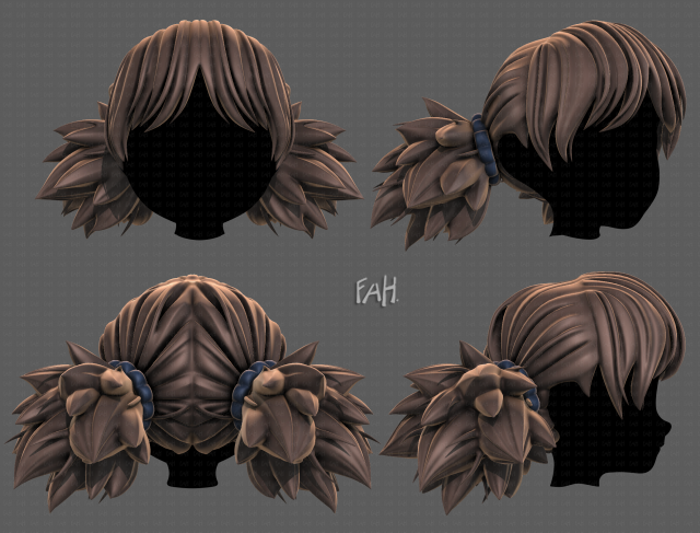 3D Hair style for girl V106 3D मॉडल .c4d .max .obj .3ds .fbx .stl .blend 