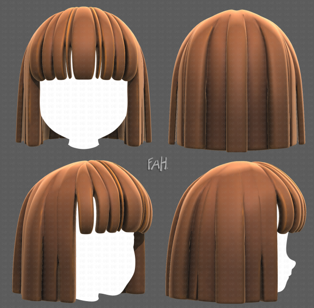 Base Hair for girl V01 3D Модель .c4d .max .obj .3ds .fbx .stl .blend 