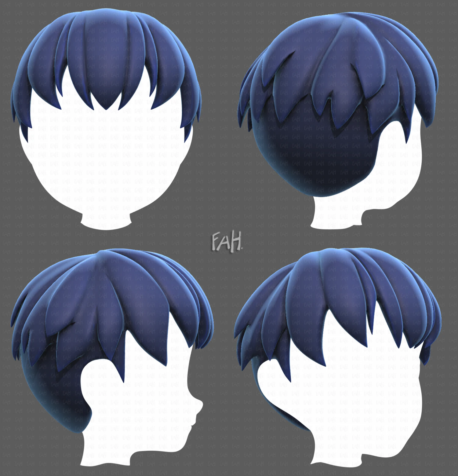 Base Hair for Boy V01 3D Model .c4d .max .obj .3ds .fbx .stl .blend