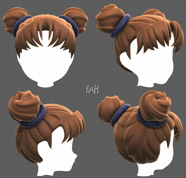 Base Hair for girl V03 3D 모델 .c4d .max .obj .3ds .fbx .stl .blend 