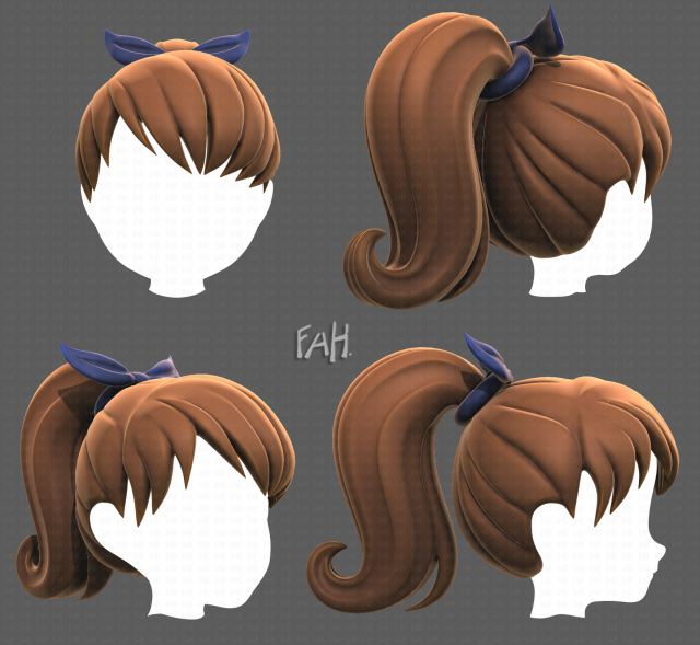 Base Hair for girl V04 3D-Modell .c4d .max .obj .3ds .fbx .stl .blend 