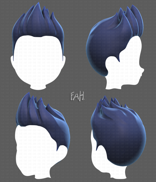 Base Hair for Boy V03 Model 3D .c4d .max .obj .3ds .fbx .stl .blend 