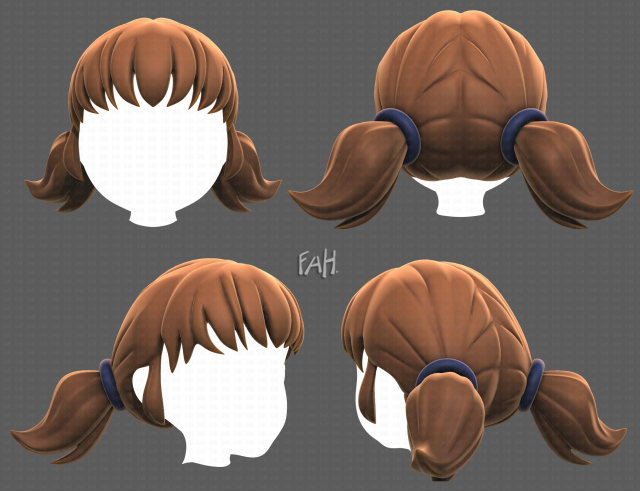 Base Hair for girl V05 3Dモデル .c4d .max .obj .3ds .fbx .stl .blend 