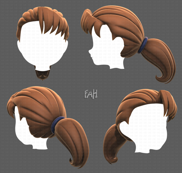 Base Hair for girl V06 Modèle 3D .c4d .max .obj .3ds .fbx .stl .blend 