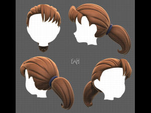 Base Hair for girl V06 3D मॉडल